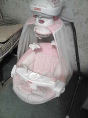 pink baby cradle swing