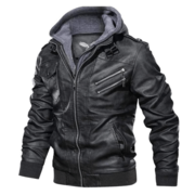 Chiso Black Hooded Bomber | Men's Leather Jackets 