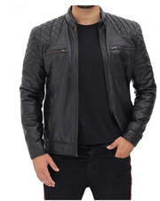 Yabai Massa Black Padded Shoulder | Men's Leather Jackets 