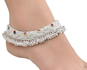 AanyaCentric Silver Plated White Metal Anklets Payal Pair ACIA0152