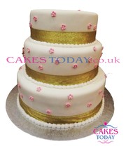 Gold and White Wedding Cake