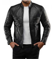 Mikka Black Cafe Racer Biker | Men's Leather Jackets