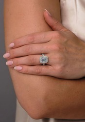2ct Blue Radiant Cut Engagement Ring